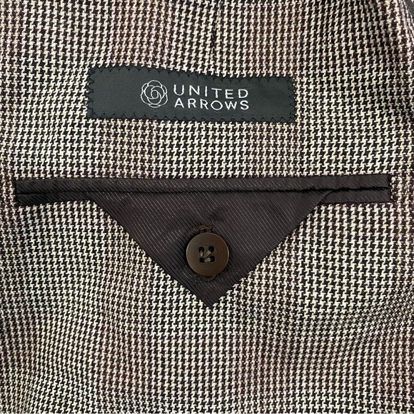 United Arrows men's tan & red "shadow" check flannel blazer, JP 44 (US 34S) - Picture 11 of 12
